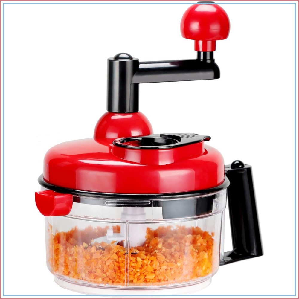 Food Processor Large - 手動フードチョッパー - 卵分離器付き手動フードプロセッサー、お手入れ簡単、玉ねぎ、ニンニク、サラダ、サルサ、ナッツ、肉、果物用大型野菜ミキサー