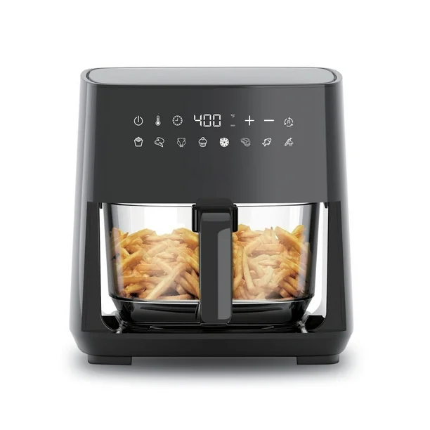 Air Fryer 5L Digital - 多機能5Lデジタルエアフライヤー、ガラスボウル付き、可視化スマート温度調節機能搭載、オイル不要の電気調理器具