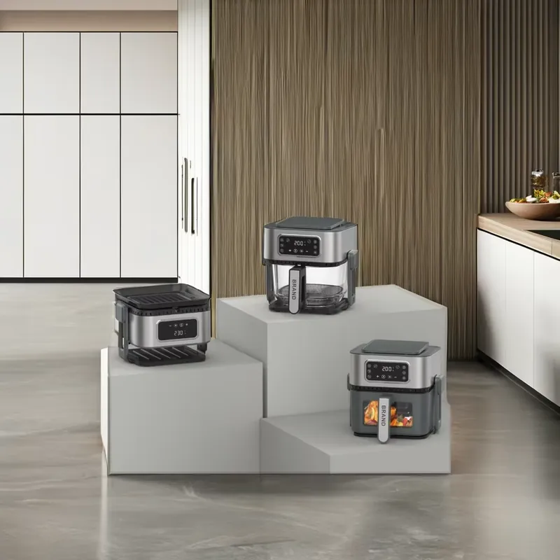 Air Fryer 5L Digital - 3in1ステンレス製5Lエアフライヤー多機能電気グリルオーブンデジタル制御、フライパン付き