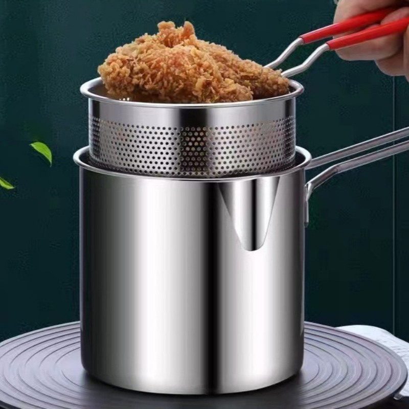 Deep Fryer Stainless - 304 ステンレス鋼ディープフライヤーフライバスケット付き多機能小さな鍋キッチンチキン魚調理ツール