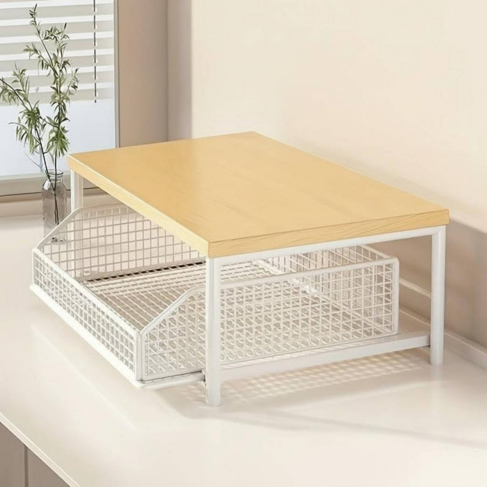 Kitchen Appliances Shelves - 2段式キッチンカウンターラック、省スペースカウンタートップ家電ライザー、引き出し付き電子レンジ棚、ランドリールームなど多用途に使える