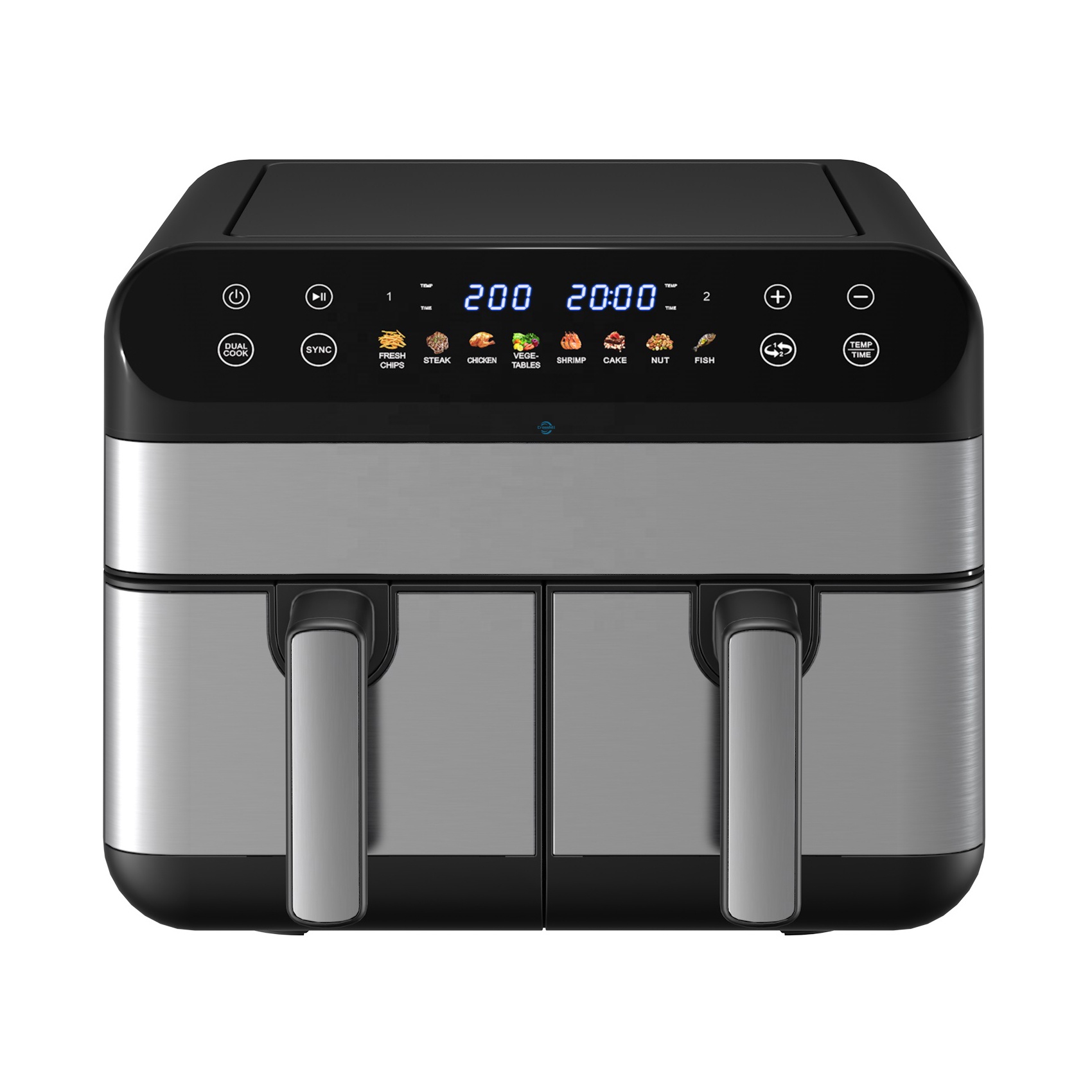Air Fryer 5L Digital - 5L二重調理バスケット付き、深型、人気沸騰中、焦げ付き防止チップス用スマートデジタル電気エアフライヤー（キッチン用）