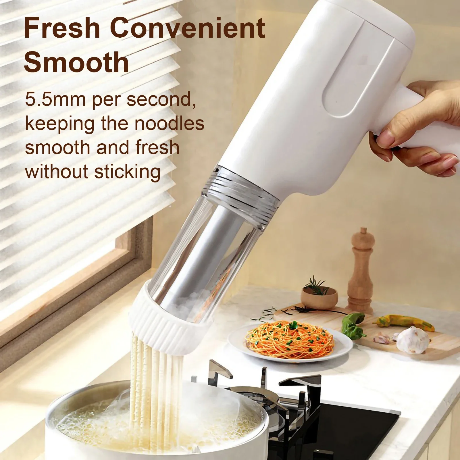Pasta Machine Electric - 自動電気充電ワイヤレス手動パスタメーカーカッター手動スパゲッティ麺生地プレス機 6 金型