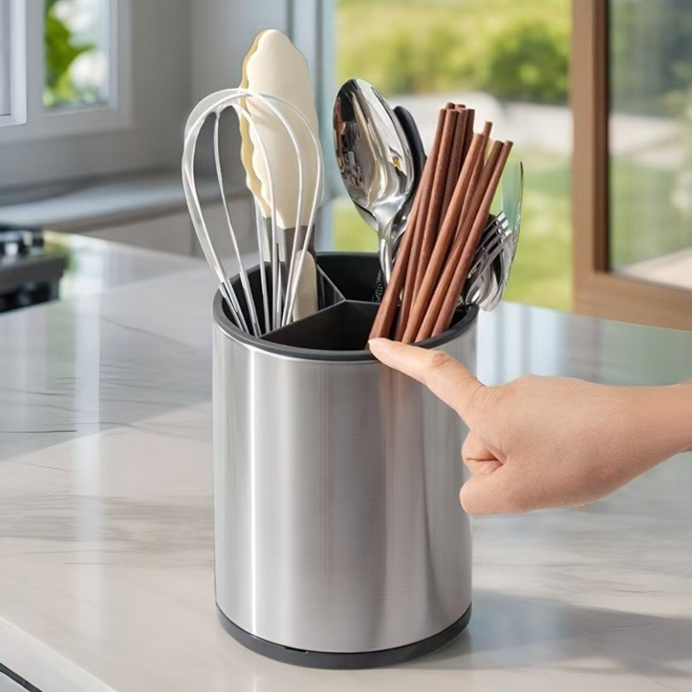 Kitchen Appliances Large - 大容量キッチン用品ホルダー ステンレス製 防錆 キッチンカトラリーオーガナイザー 取り外し可能 水切り機能付き