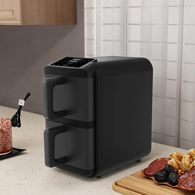 Air Fryer 5L Digital - ダブルボイラー5L+5L 10Lタッチスクリーン電気ステンレス製エアフライヤーオーブン（デジタル制御付き）