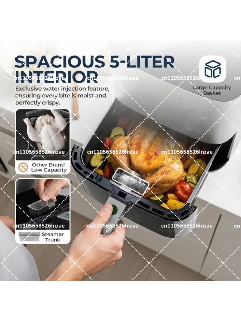 Air Fryer 5L Digital - 5L 1450W デジタルエアフライヤー、可視窓付き、8つのプリセット、スマートタッチスクリーン調理機器