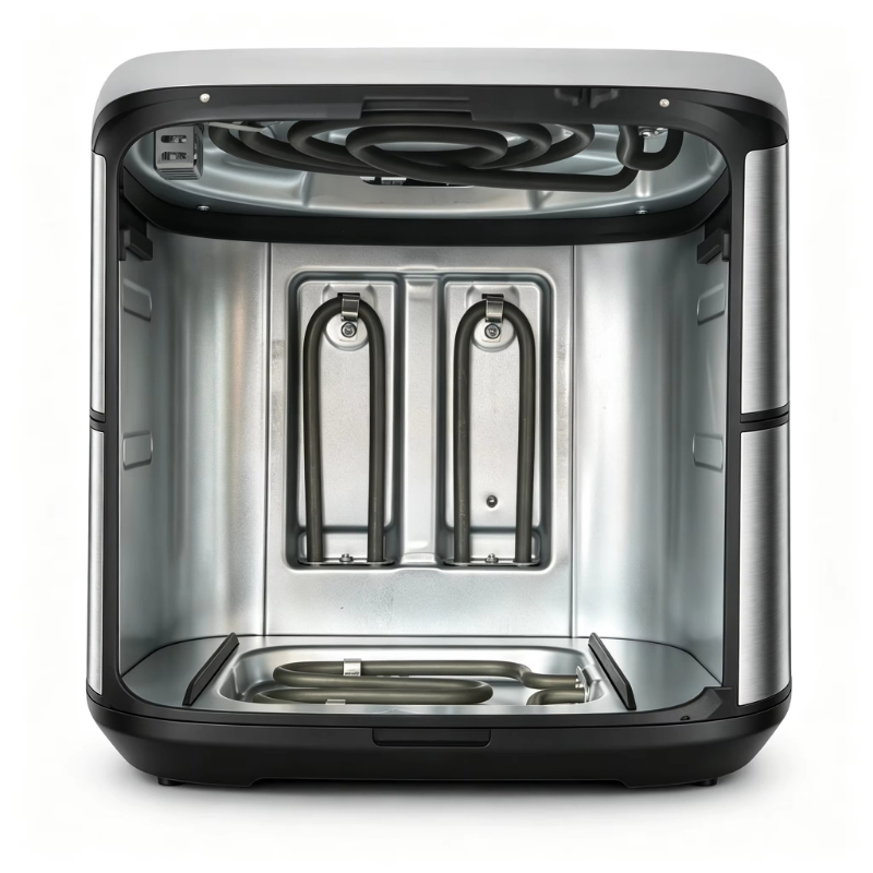 Deep Fryer Stainless - 家庭用8.5Lエアフライヤー 2400W 4つの加熱エレメント 25%高速化 認証済みスマートエアフライヤー 透明窓付き