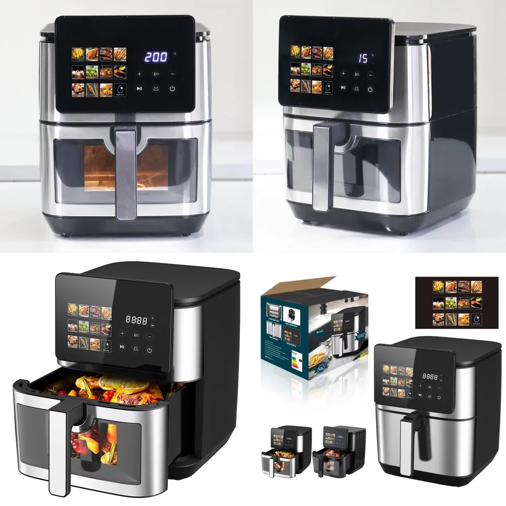 Air Fryer 5L Digital - 新型5L 6L 7L 8L 12Lオイルフリーフライヤー電気式ディープデジタル高速エアフライヤーステンレス製、スマートエアフライヤー