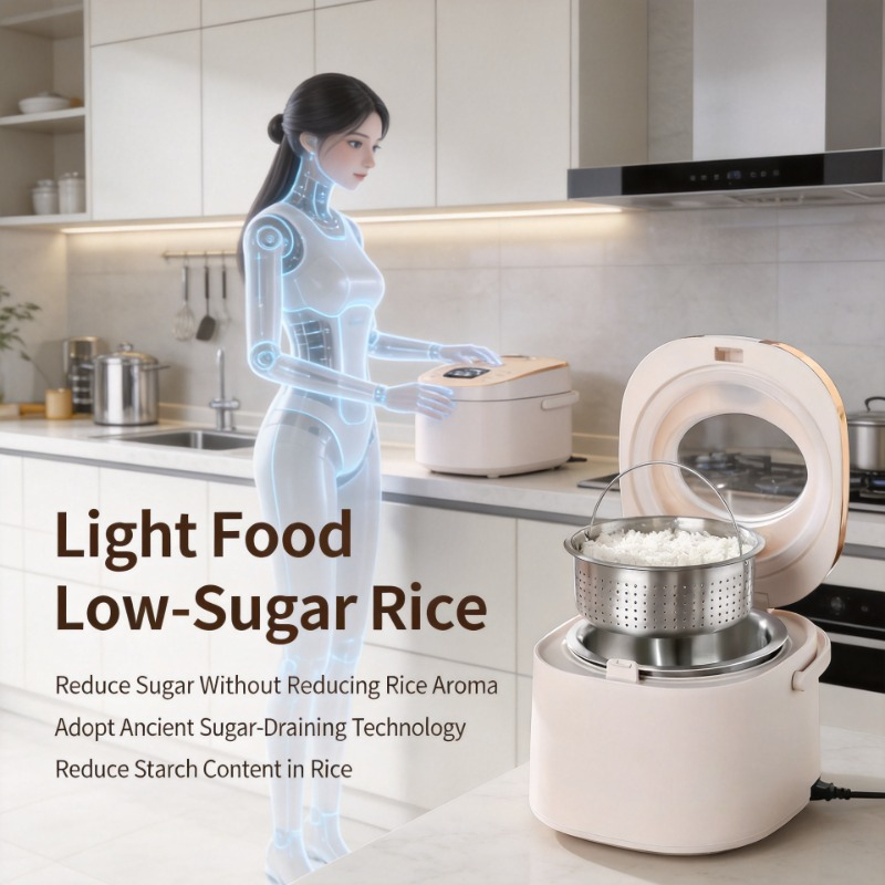 Kitchen Appliances Lowes - スマート低糖電気炊飯器蒸し器、保温機能付き、ポータブル家庭用キッチン家電