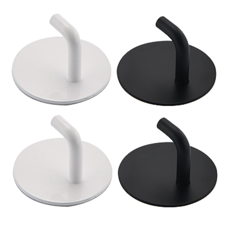 Kitchen Appliances Shelves - ステンレス製ウォールフック,2個,粘着性,キーホルダー,ラック,バッグ,コートハンガー,粘着性,家庭用,バスルーム,キッチン,黒,白
