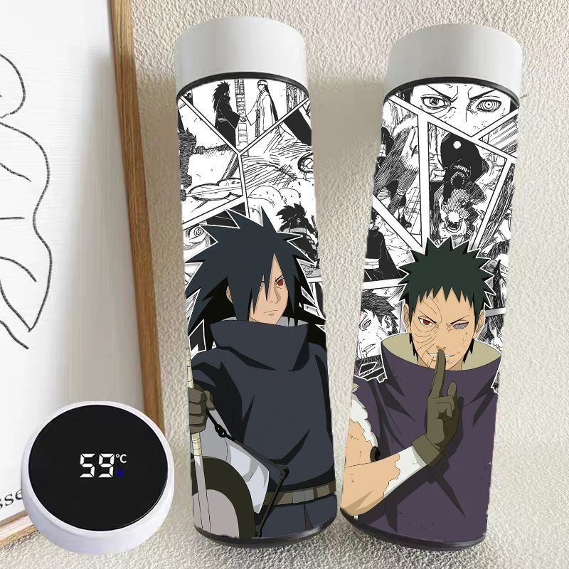Kitchen Appliances Large - 500ml アニメナルト断熱魔法瓶スマート温度表示蓋付きポータブル304ステンレス鋼大容量ウォーターボトル