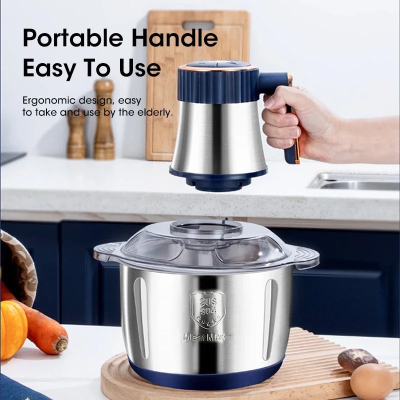 Food Processor Large - 5L電動ミートグラインダー大容量多機能野菜スライサー＆フードプロセッサー家庭用ベビーフードメーカー