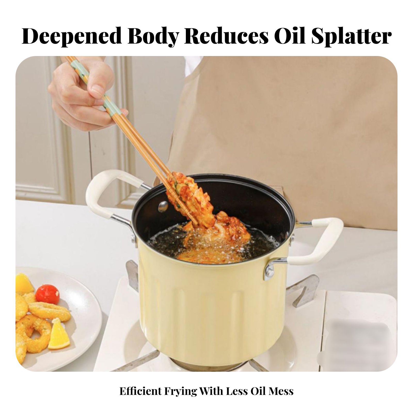 Deep Fryer Stainless - ミニディープフライヤーポットお手入れ簡単小型フライヤーポットバスケット付き家庭用油節約フライヤー火傷防止ハンドルキッチン調理器具