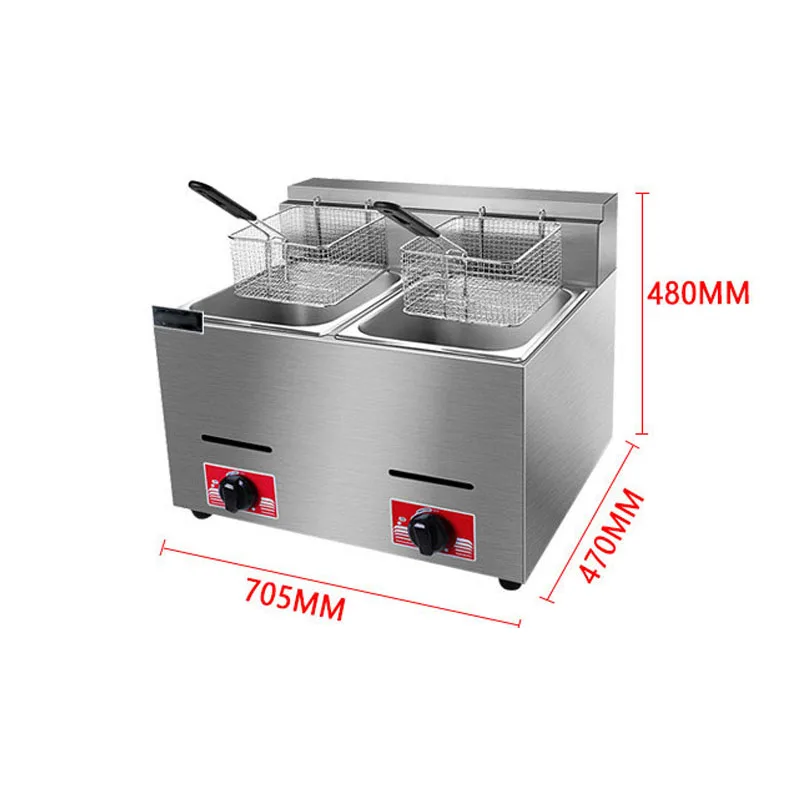 Deep Fryer Stainless - ステンレス製電気式深型フライヤー、独立温度調節機能付き、二槽式、フライバスケット付き（カスタマイズ可能）