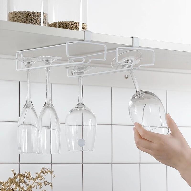 Kitchen Appliances Shelves - 穴あけ不要の金属製ワイングラスホルダー - キャビネット下収納用ステムウェアラック キッチン整理 キッチン/バー収納用品