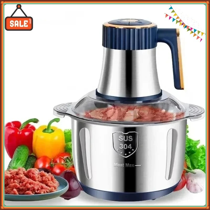 Food Processor Large - 5L大容量電動ミートグラインダー、フードクラッシャー、野菜チョッパー、多機能キッチンブレンダー、プロセッサー