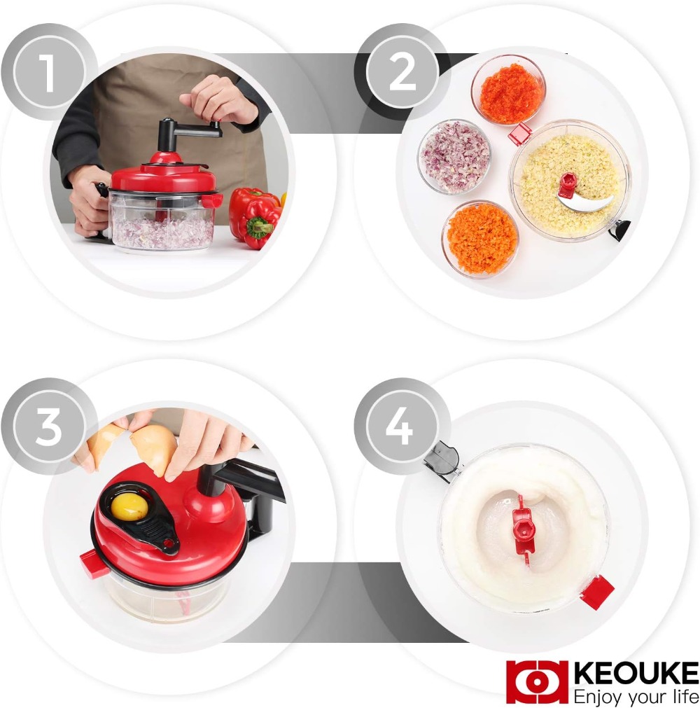 手動フードチョッパー - 卵分離器付き手動フードプロセッサー - Food Processor Large のレビューと価格