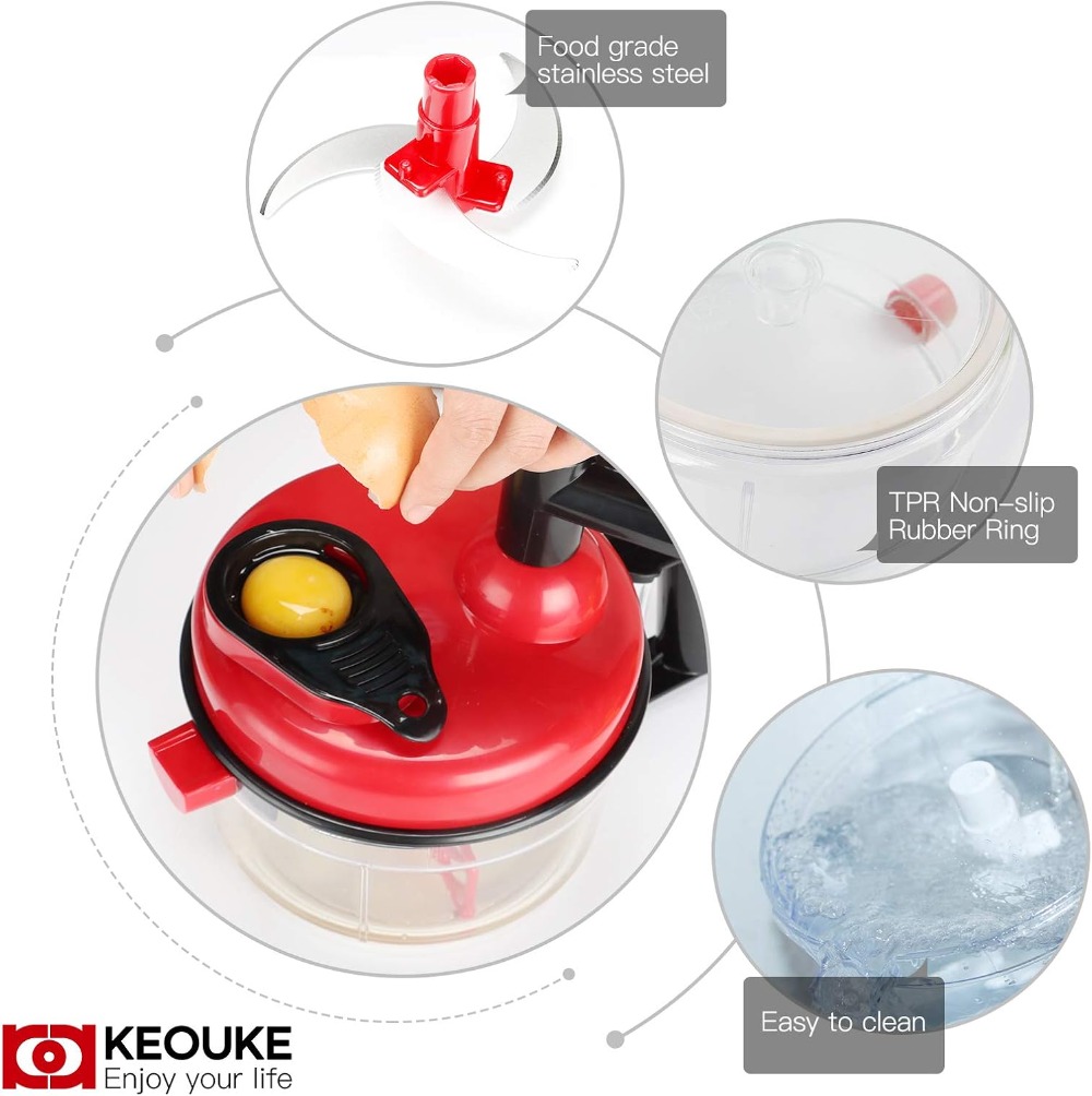 手動フードチョッパー - 卵分離器付き手動フードプロセッサー - Food Processor Large のレビューと価格