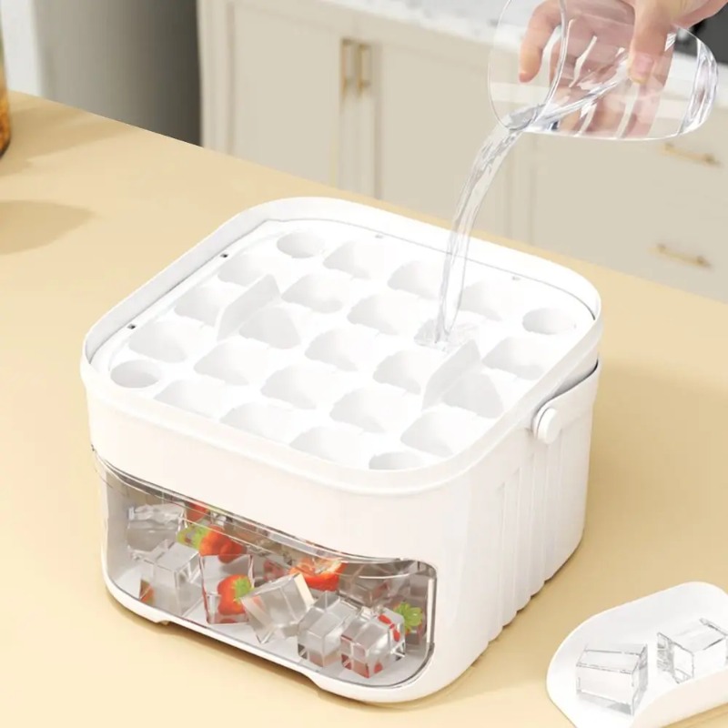 50個のキューブ状氷を作る大型二層式製氷機、簡単に押して取り - Food Processor Large のレビューと価格
