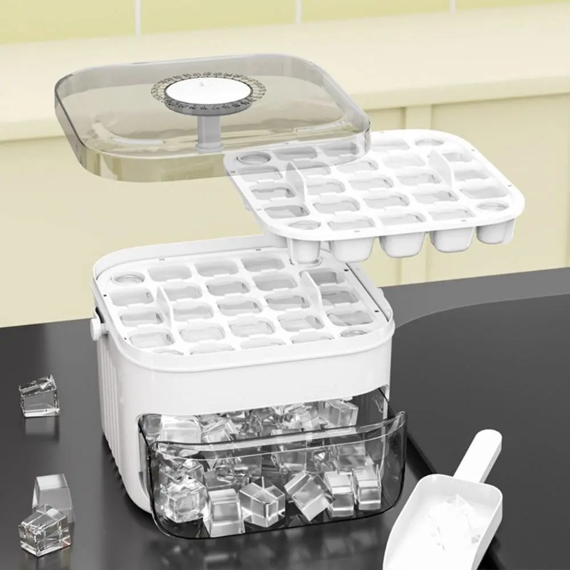 50個のキューブ状氷を作る大型二層式製氷機、簡単に押して取り - Food Processor Large のレビューと価格