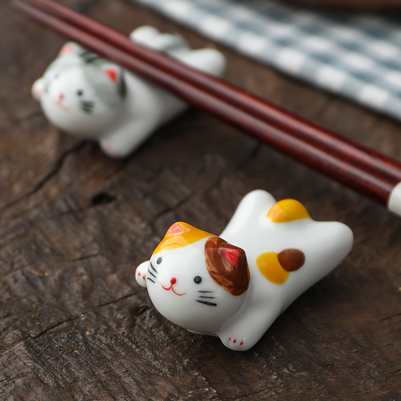 フライングキャットセラミック箸置き和風かわいい招き猫ホルダー - Kitchen Appliances Shelves のレビューと価格