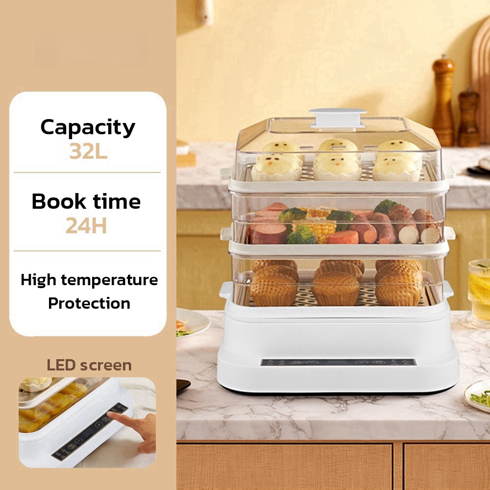 32L スマート電気蒸し器 - 3 段 ABS 食品蒸し器、 - Kitchen Appliances Large のレビューと価格