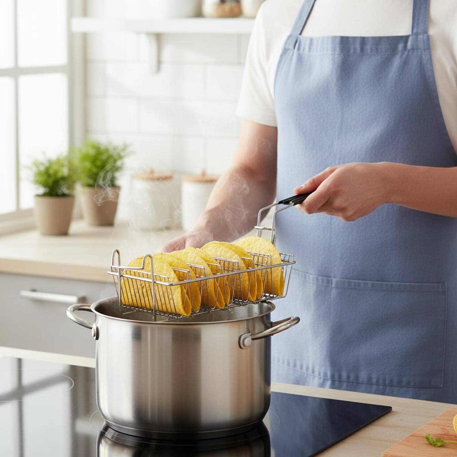 8スロットタコスラック耐熱タコスフライヤーバスケットトルティ - Deep Fryer Stainless のレビューと価格