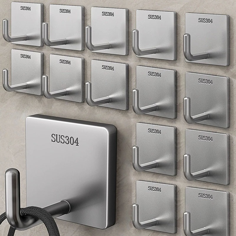 頑丈なステンレス製粘着タオルフック、粘着式吊り下げ式バスルー - Kitchen Appliances Shelves のレビューと価格