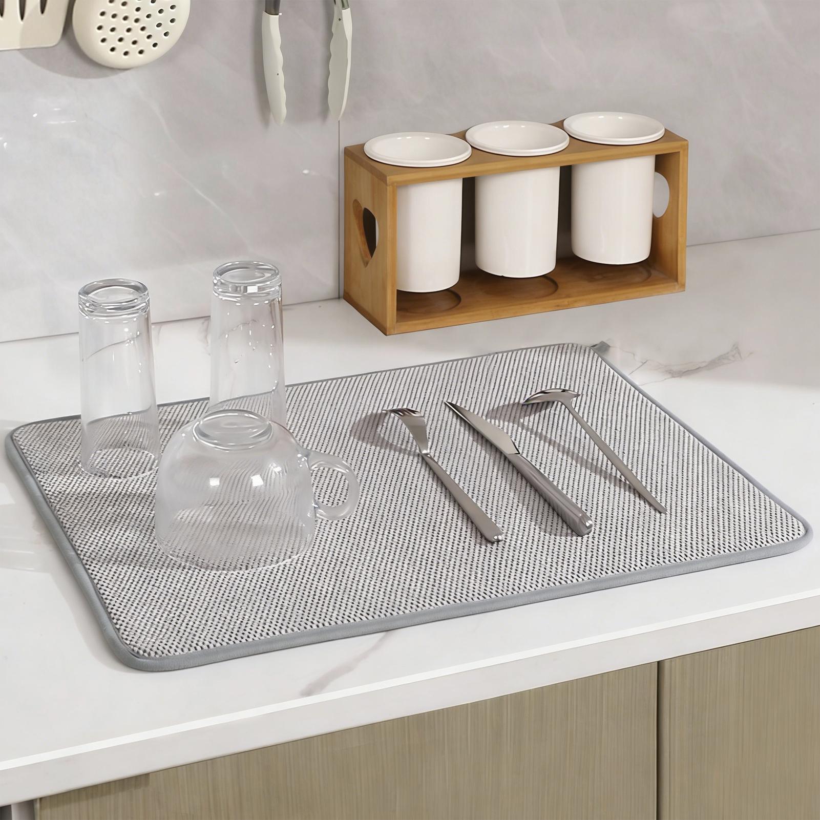 大型マイクロファイバー食器乾燥マット 吸水性 滑り止め キッ - Kitchen Appliances Large のレビューと価格