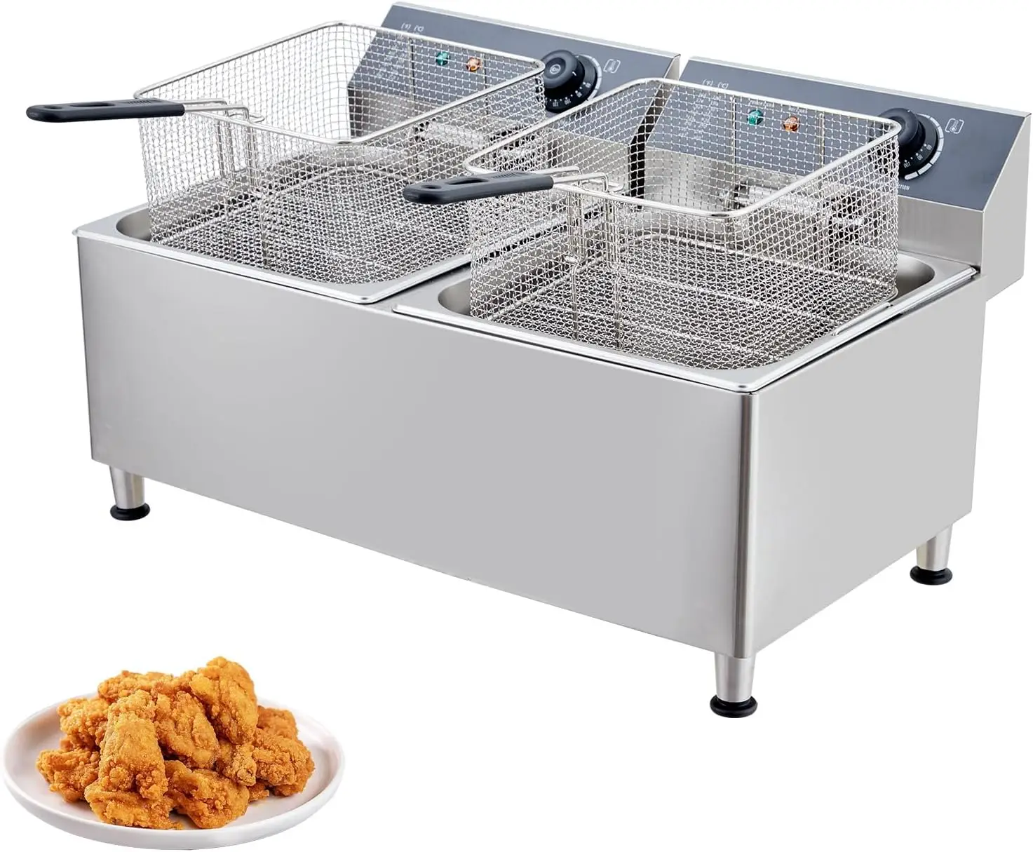 23.2クォート業務用電気フライヤー、ステンレス製ダブルバス - Deep Fryer Stainless のレビューと価格