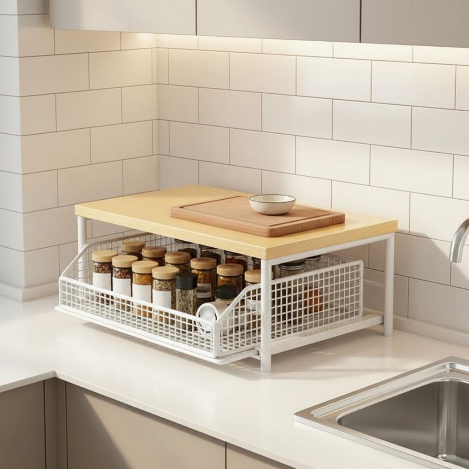 2段式キッチンカウンターラック、省スペースカウンタートップ家 - Kitchen Appliances Shelves のレビューと価格