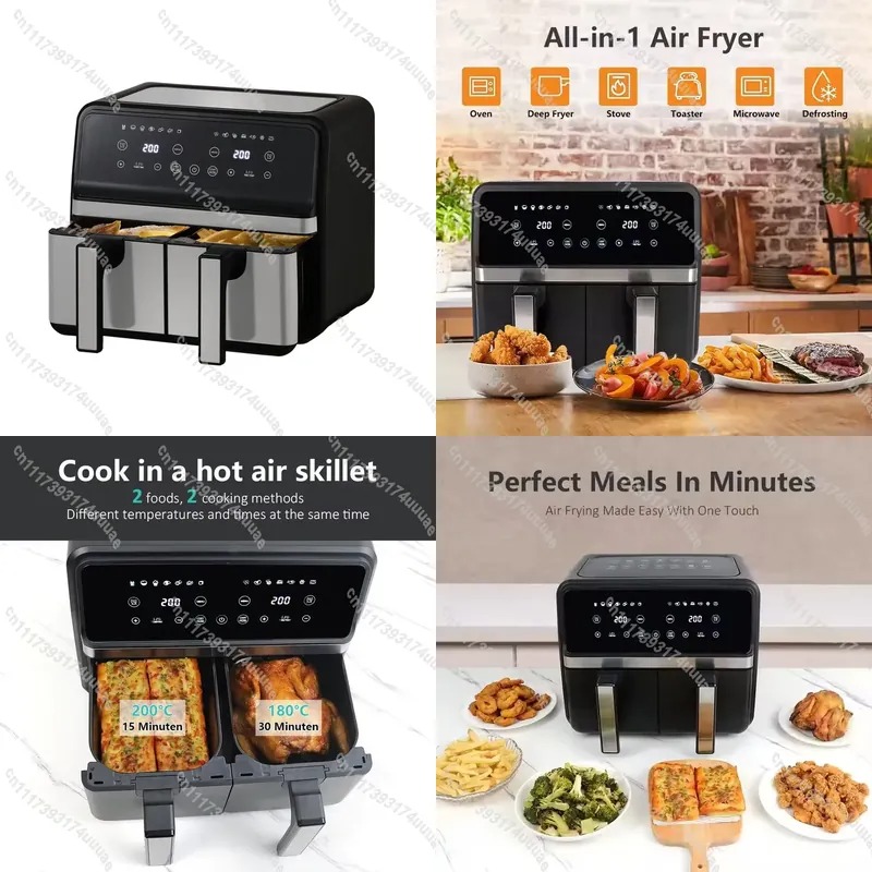 8L大容量電気エアフライヤー、ダブルポットと可視窓付き、家庭 - Kitchen Appliances Large のレビューと価格
