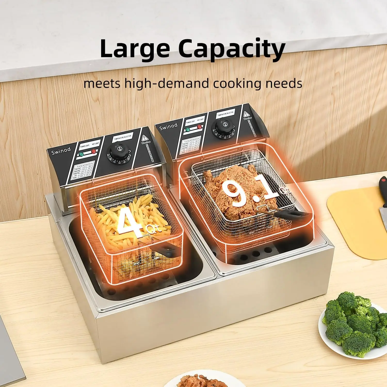 業務用フライヤー（バスケット付き）、3400W 12.7QT - Deep Fryer Stainless のレビューと価格