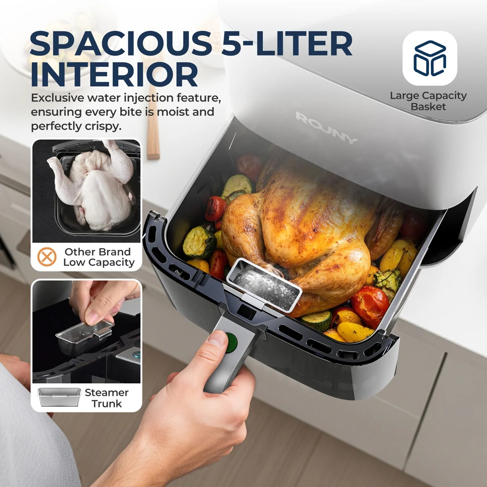 デジタルエアフライヤー、可視窓と8つのプリセット付き、5L  - Air Fryer 5L Digital のレビューと価格