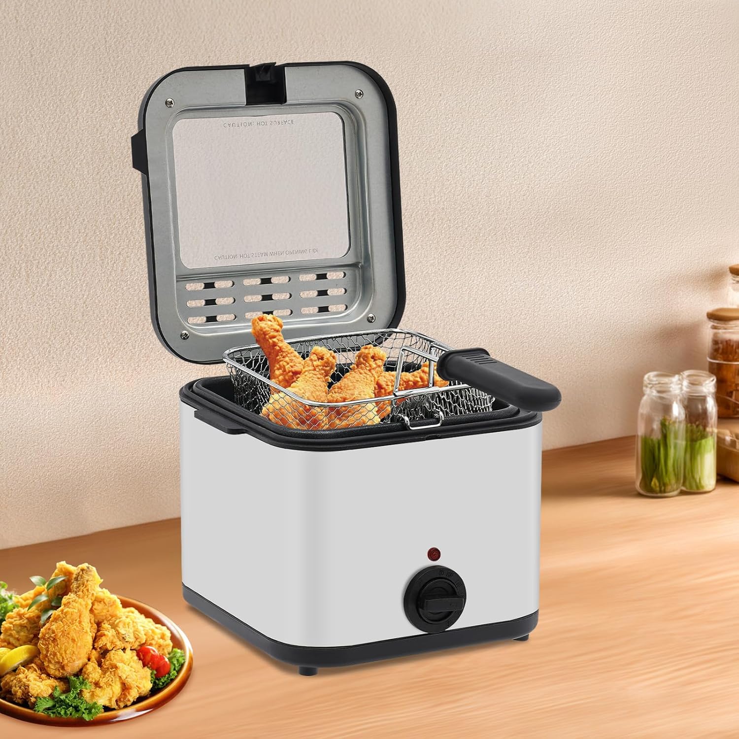 カウンタートップ電気フライヤー、2.64クォート 1000W - Kitchen Appliances For Home のレビューと価格