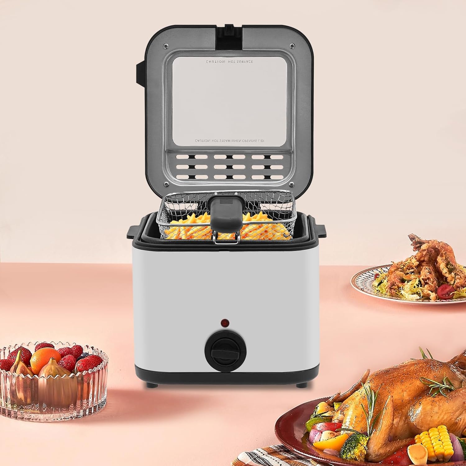 カウンタートップ電気フライヤー、2.64クォート 1000W - Kitchen Appliances For Home のレビューと価格