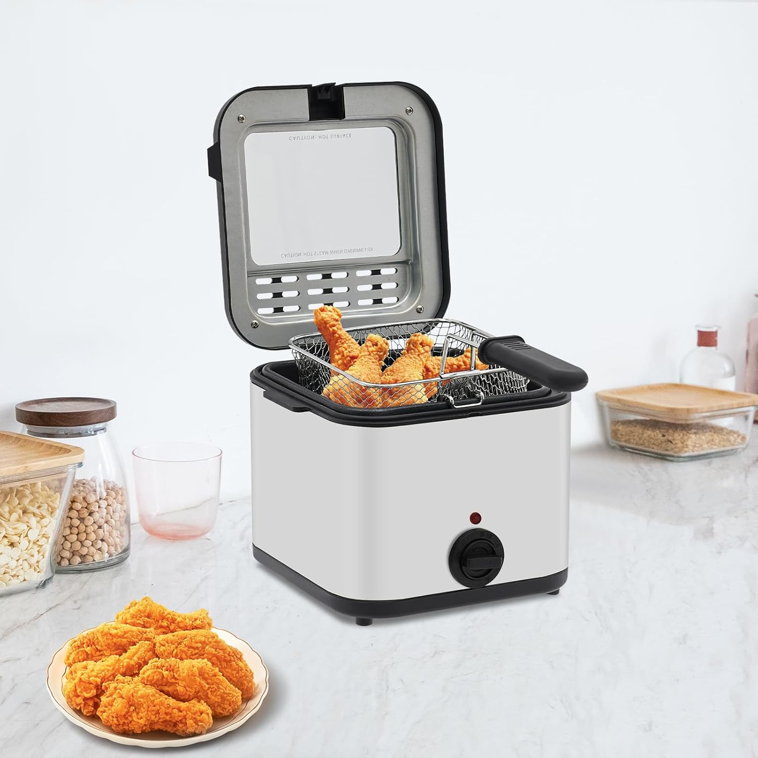 カウンタートップ電気フライヤー、2.64クォート 1000W - Kitchen Appliances For Home のレビューと価格
