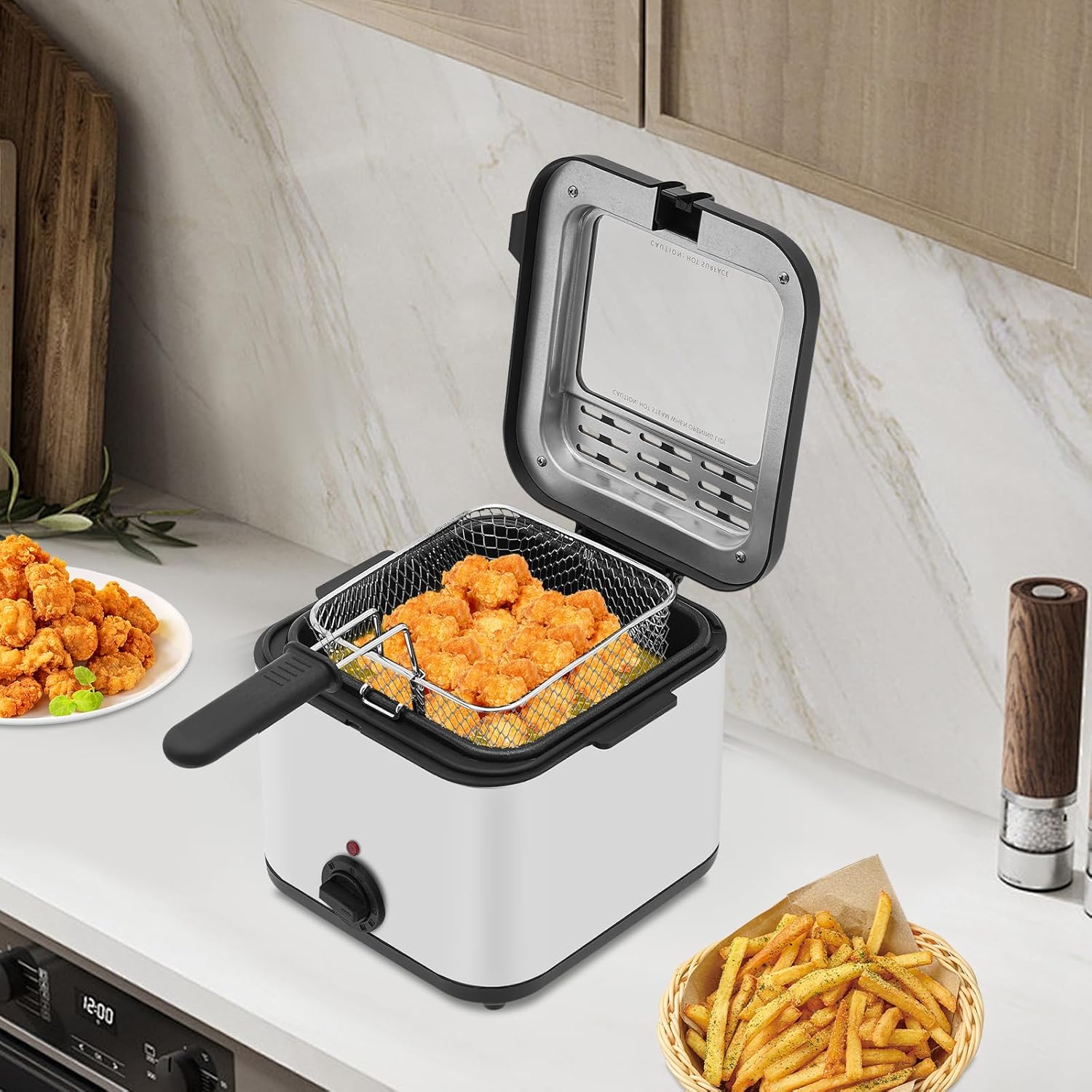 カウンタートップ電気フライヤー、2.64クォート 1000W - Kitchen Appliances For Home のレビューと価格