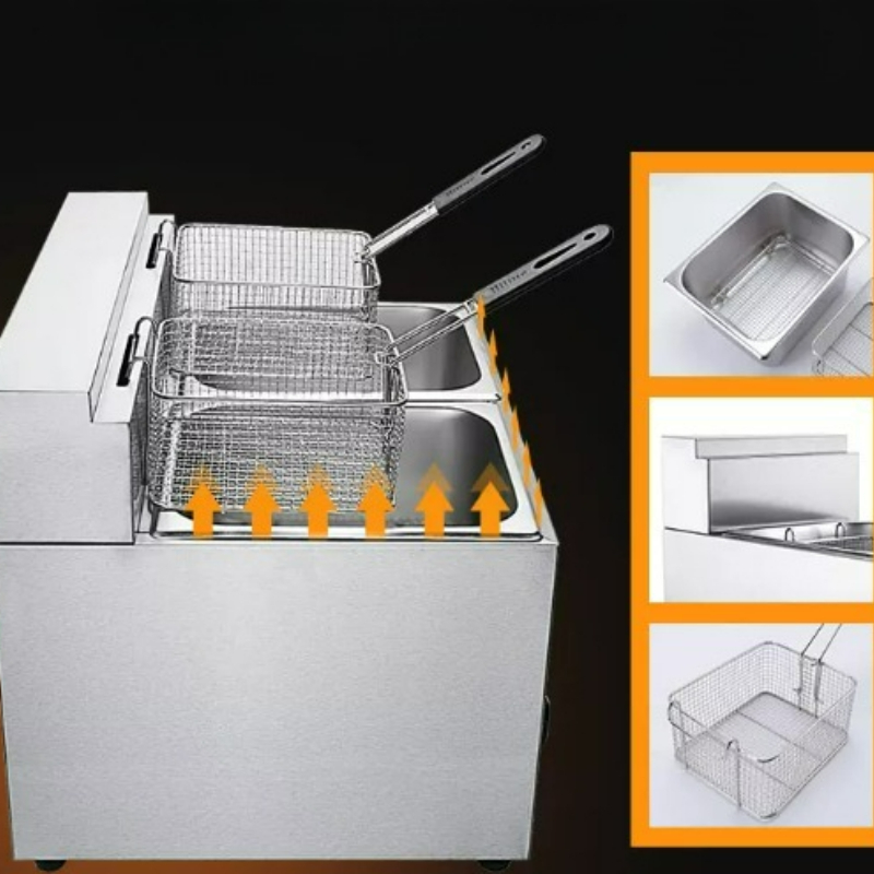 ステンレス製電気式深型フライヤー、独立温度調節機能付き、二槽 - Deep Fryer Stainless のレビューと価格