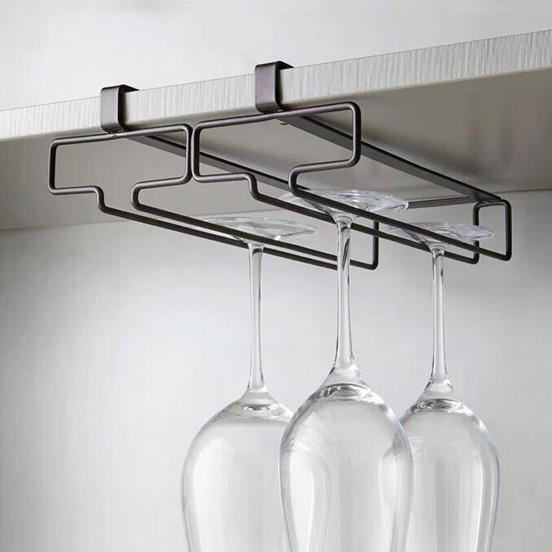穴あけ不要の金属製ワイングラスホルダー - キャビネット下収 - Kitchen Appliances Shelves のレビューと価格
