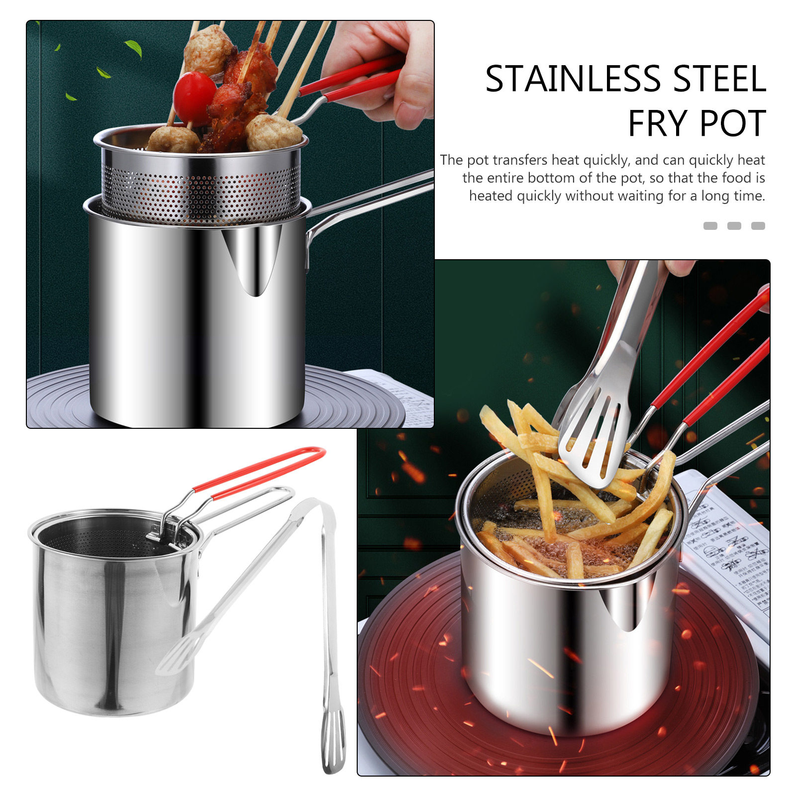 1 セットステンレス鋼多機能ディープフライヤーポット金属フラ - Deep Fryer Stainless のレビューと価格
